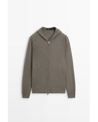 MASSIMO DUTTI - Wool Blend Knit Cardigan With Hood - Lyst