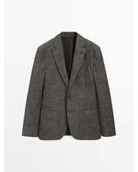 MASSIMO DUTTI - Blazer Van Linnen- En Katoenmix - Lyst