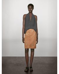 MASSIMO DUTTI - Suede Leather Midi Skirt - Lyst