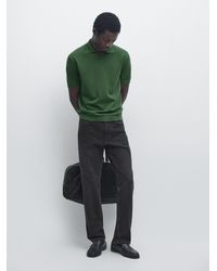 MASSIMO DUTTI - Cotton Blend Knit Polo Sweater - Lyst