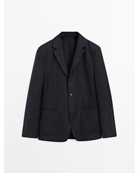 MASSIMO DUTTI - 100% Linnen Kostuumblazer - Lyst