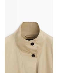 MASSIMO DUTTI - 100% Cotton High Neck Trench Coat - Lyst