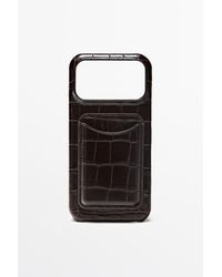 MASSIMO DUTTI - Textured Nappa Leather Iphone 17 Pro Max Case - Lyst