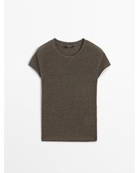 MASSIMO DUTTI - T-Shirt Met Korte Mouw En Structuur - Lyst