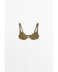 MASSIMO DUTTI - Bikinitop Met Beugels, Plooien En Glans - Lyst