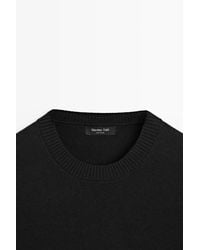 MASSIMO DUTTI - Knit Cotton And Wool Sweater With Crew Neck - Lyst