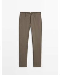 MASSIMO DUTTI - Slim-Fit Micro-Textured Chino Trousers - Lyst