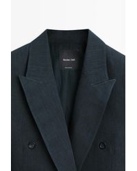 MASSIMO DUTTI - Double-Breasted Melange Linen Blazer - Lyst