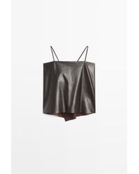 MASSIMO DUTTI - Top Met Bandjes En Rugdetail Van Nappaleer - Lyst