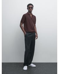 MASSIMO DUTTI - Trikot-Poloshirt Mit V-Ausschnitt - Lyst