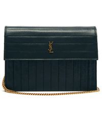 Saint Laurent Victoire Mini Quilted Leather Cross Body Bag - Green