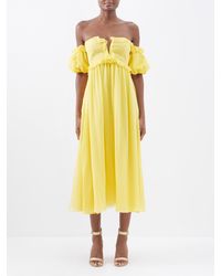 Giambattista Valli Off-the-shoulder Silk-georgette Midi Dress - Yellow