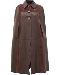 Gucci GG-logo Leather And Suede Cape - Brown