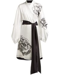 Carine Gilson Lace Embellished Silk Satin Robe - Multicolor