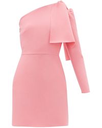 MSGM One-shoulder Crepe Mini Dress - Pink