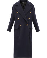 Balmain Oversized Double-breasted Wool-blend Coat - Blue