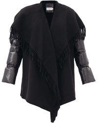 Moncler Manteau manches matelassées en laine Mantella - Noir