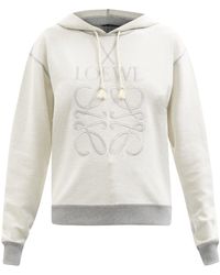 Loewe Anagram-embroidered Cotton Hooded Sweatshirt - Grey