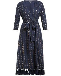 RHODE Lena Heart-jacquard Cotton-blend Wrap Dress - Blue