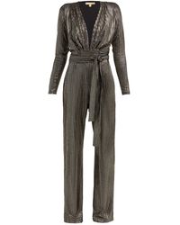 Melissa Odabash Look 4 Metallic-stripe Belted Jumpsuit - Black