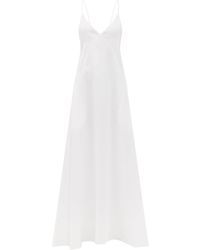 Another Tomorrow Tie-back Organic-linen Maxi Dress - White