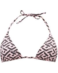 Versace Synthetic La Greca Monogram-print Triangle Bikini Top | Lyst
