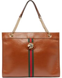 Gucci Cabas en cuir à bande Web Rajah - Marron