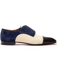 Christian Louboutin Chaussures oxford en cuir et daim Daviol - Bleu