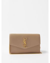 Saint Laurent Logo-clasp Satin And Leather Cross-body Bag in Black