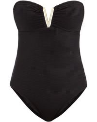 Heidi Klein V-bar Strapless Ribbed-jersey Swimsuit - Black