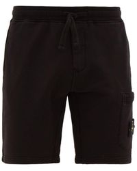 Stone Island Logo-patch Cotton Track Shorts - Black