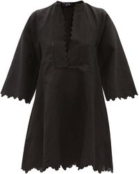 Thierry Colson Rachel Scalloped-edge Cotton Mini Dress - Black