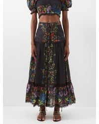 Golny Slit-front Cotton-blend Maxi Skirt Womens Black Multi MATCHESFASHION Women Clothing Skirts Maxi Skirts 