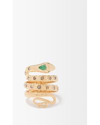 Jade Jagger Snake Diamond, Emerald & 18kt Gold Ring - Metallic