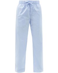 Tekla Drawstring Organic-cotton Pajama Pants - Blue
