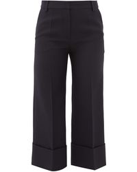 Valentino Virgin Wool-blend Cropped Trousers - Blue