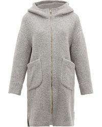 Herno Hooded Wool-blend Bouclé Coat - Gray