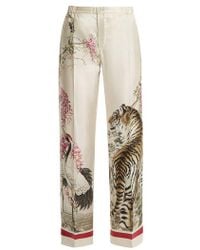 F.R.S For Restless Sleepers Etere Tiger-print Wide-leg Silk Pyjama Trousers - Natural
