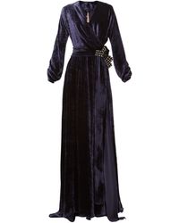 Maria Lucia Hohan Robe portefeuille en velours nouée Kamelia - Noir