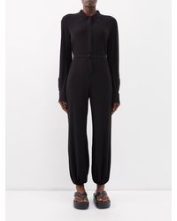 Norma Kamali - Plunge-front Cropped Jersey Jumpsuit - Lyst