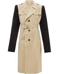 Maison Margiela Single-breasted Contrast-sleeve Cotton Trench Coat - Natural