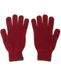 Paul Smith Logo-tab Cashmere-blend Gloves - Red