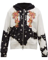 Amiri Logo-embroidered Printed Loopback Cotton-jersey Zip-up Hoodie - Black