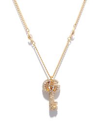 Gucci GG-key Crystal-embellished Necklace - Metallic