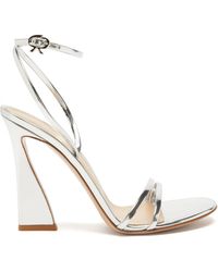 Gianvito Rossi Sculpted-heel Mirrored-leather Sandals - Metallic