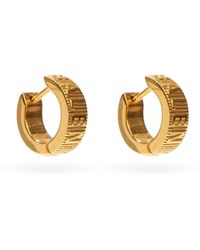 Balenciaga Force Logo-stripe Gold-plated Hoop Earrings - Metallic