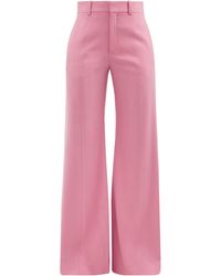 Chloé High-rise Wool-blend Flared-leg Trousers - Pink