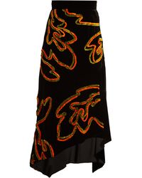 Peter Pilotto Floral-chenille Asymmetric Velvet Skirt - Black