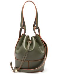 Loewe Balloon Small Drawstring-top Leather Bucket Bag - Green