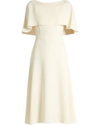OSMAN Maria Cape-shoulder Crepe Midi Dress - White